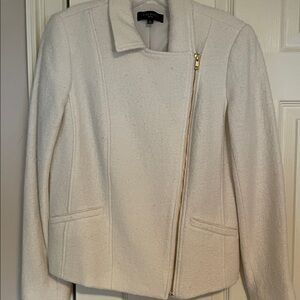 Talbots Cream Asymmetrical Zip Jacket
